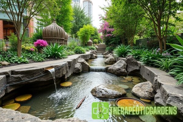 Fontaines de jardins urbains favorisant la biodiversité